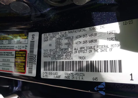 2024 Toyota Tundra Hybrid Platinum 4Wd из США, поврежденный, VIN 5TFNC5DB4RX056016